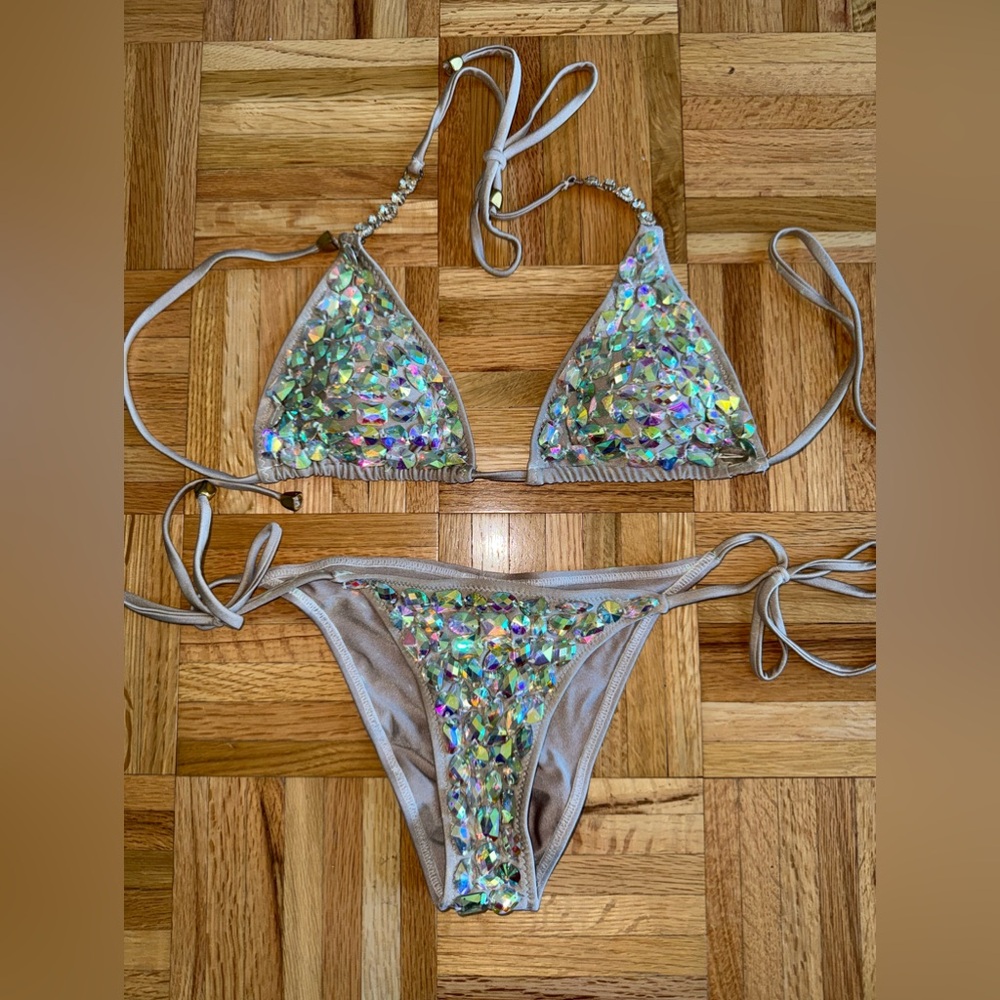 Iridescent Crystal Bikini Set Poolside